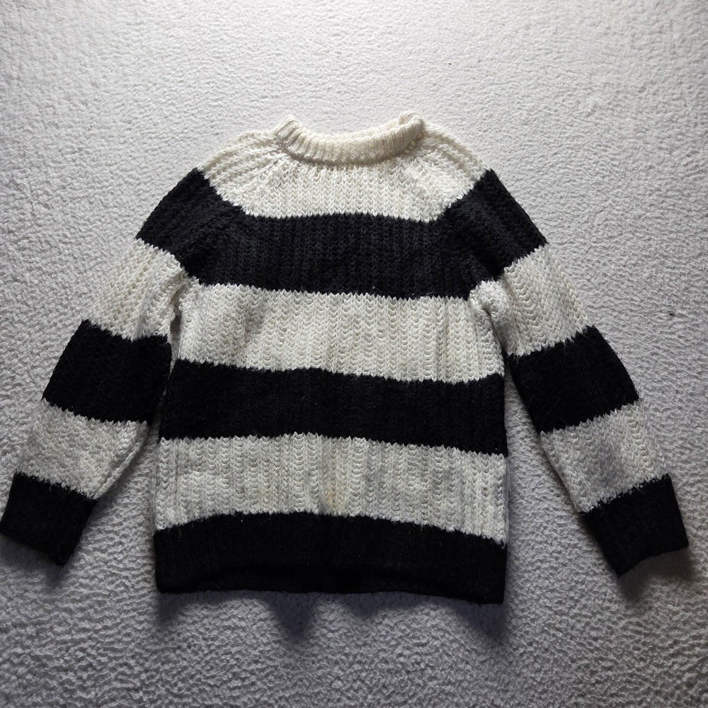 Zara Sweater Kids 13-14 Years Black White Stripe Chunky Knit Pullover